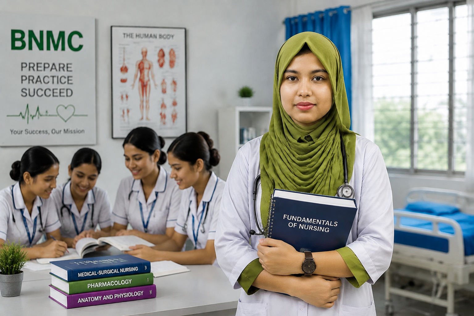 Nursing student preparing for examination